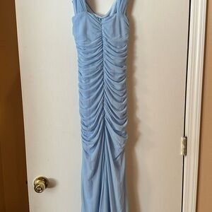 Amazon Sky Blue Gathered Maxi Dress